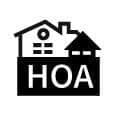 Icon of condo and people representing single condo or townhome HOA living