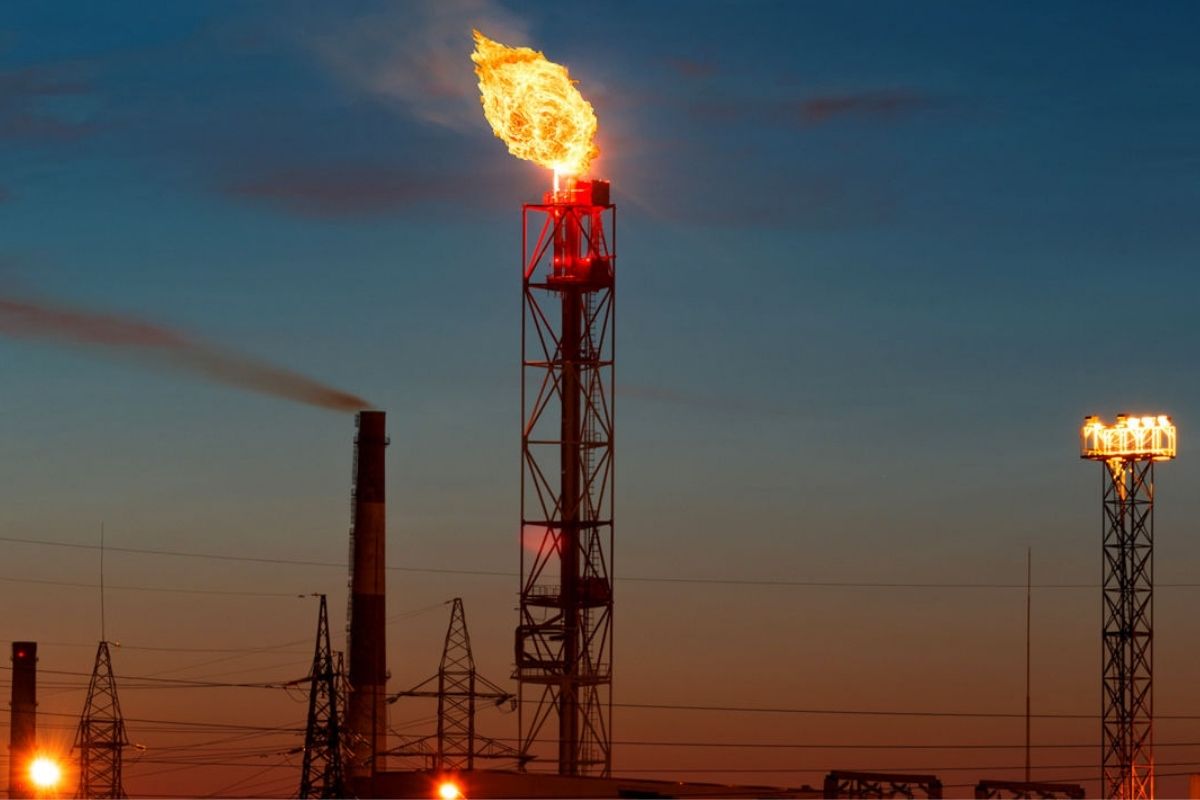 Oil Towers Burning Off Methane