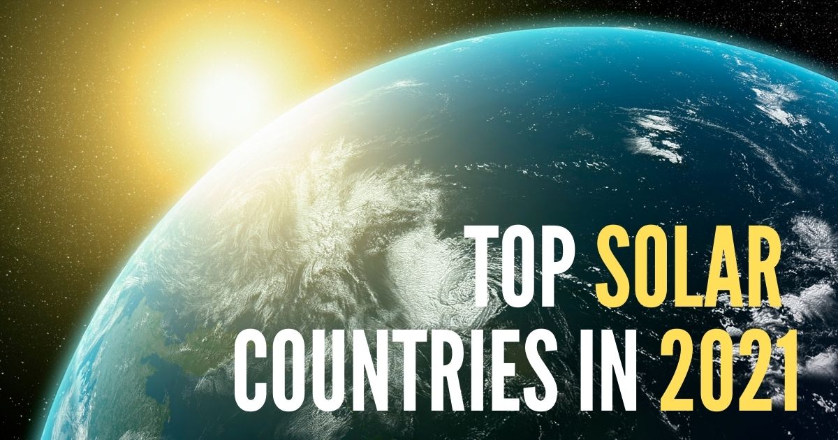 Top Solar Consuming Countries Graphic with Earth and Sun