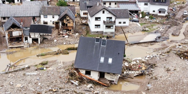 Flooded town in Western Germany
