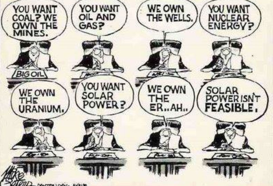Comic mocking why big oil does not want solar energy