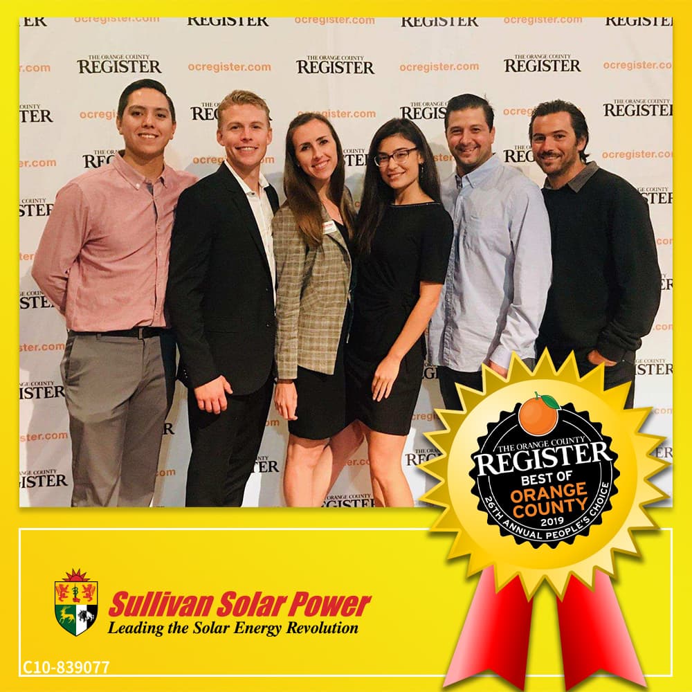 Photo of Sullivan team smiling for being voted the best solar contractor