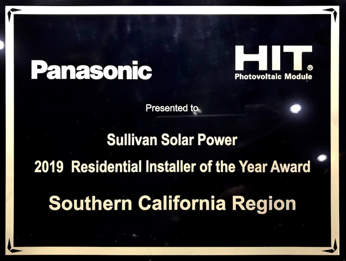 Photo of Panasonic 2019 Residential Installer of the Year Award