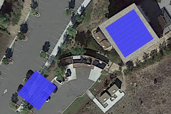 Aerial photo of solar array installed at St. Gregory the Great School in Scripps Ranch, California