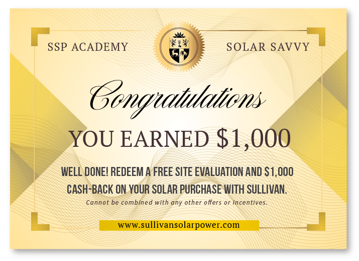 Illustration of Solar Academy Completion Certificate