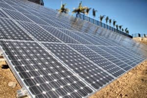 Photo of SDSU Aquaplex solar panel installation in San Diego