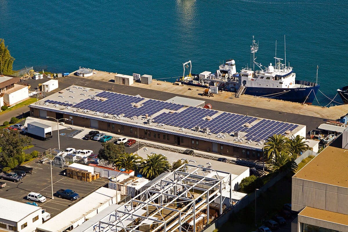Photo of UCSD Nimitz Marine Facility solar panel installation in San Diego