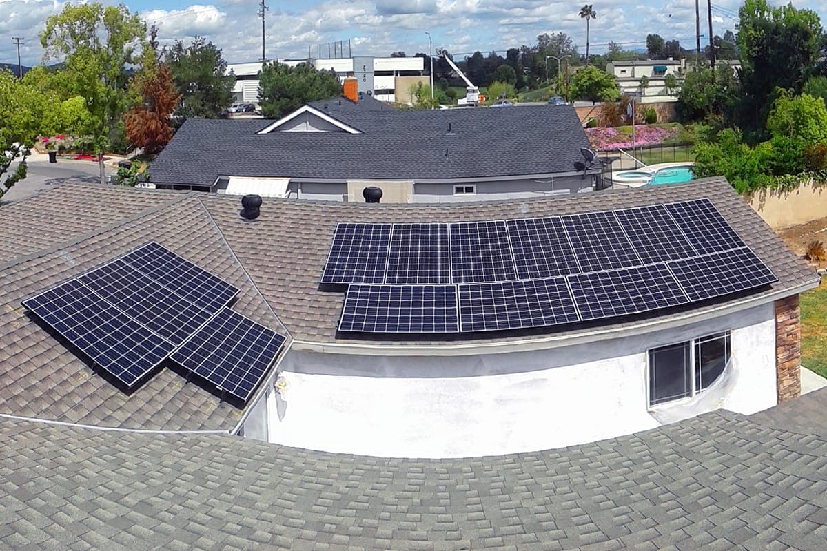 Photo of Fullerton solar panel installation at the Lima residence