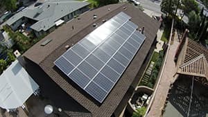 Aerial photo of the Clarkson's solar power installation in Costa Mesa, CA