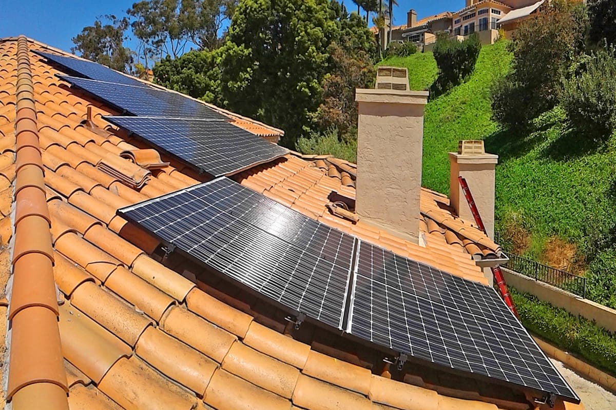 Photo of Del Mar Panasonic solar panel installation at the Stenderup residence