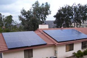 Photo of two roof-mounted solar arrays on Jamul home