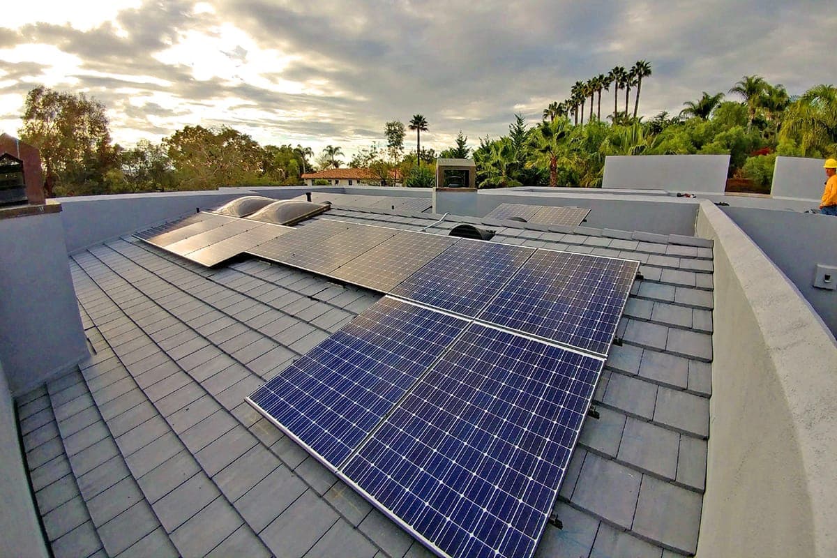 Photo of Rancho Santa Fe Panasonic solar panel installation at the Sugar residence