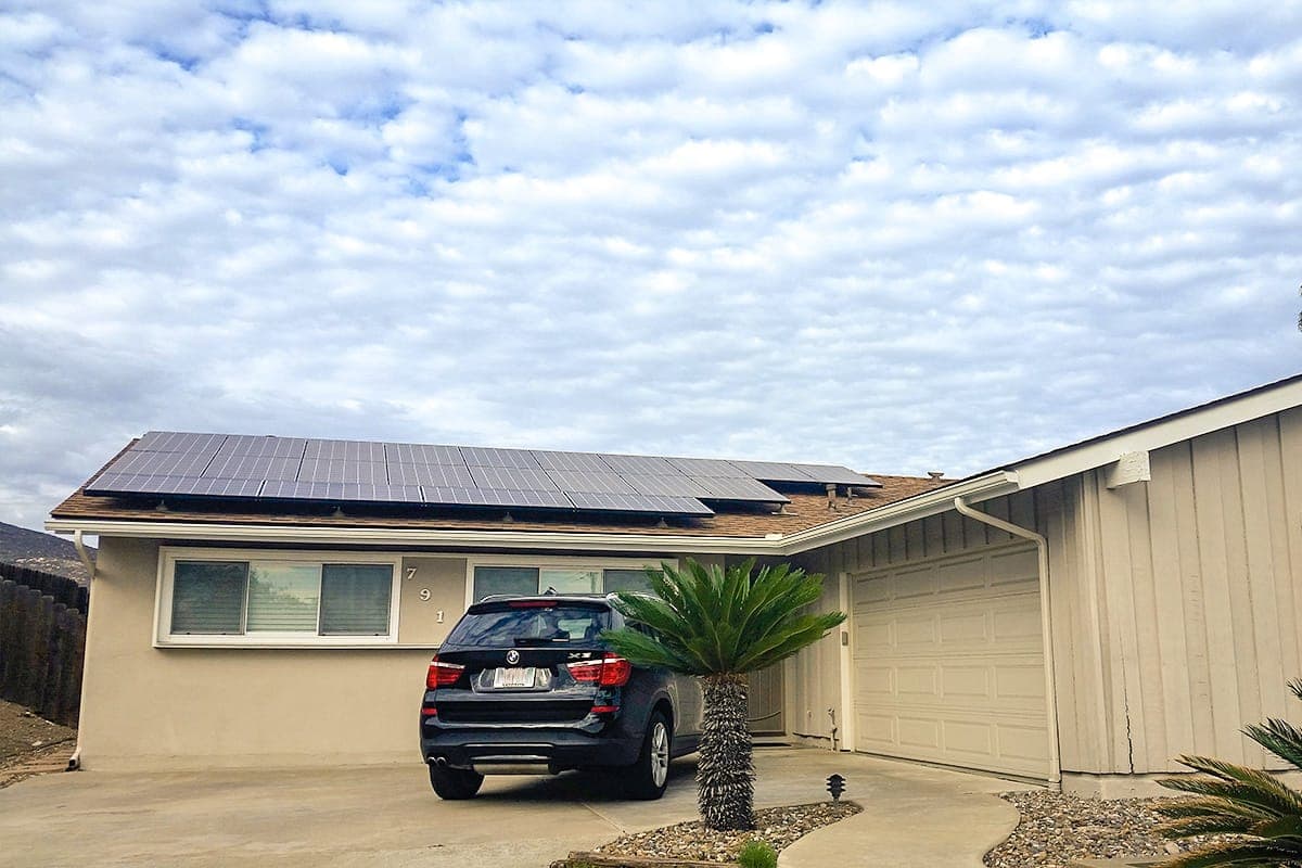 Photo of San Diego Kyocera solar panel installation by Sullivan Solar Power at the Carson residence