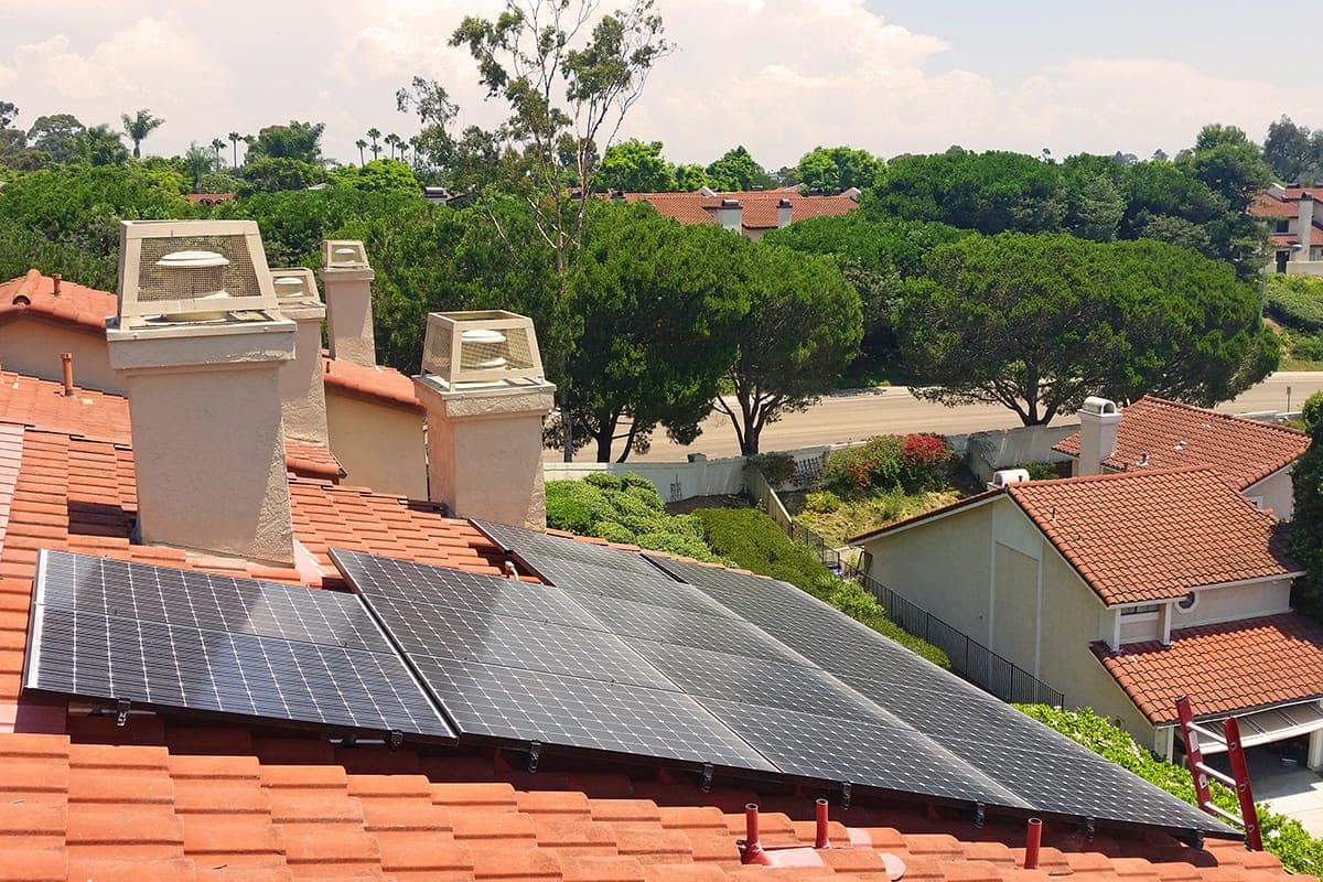 Photo of San Diego Sunpower solar panel installation at the Hughes residence
